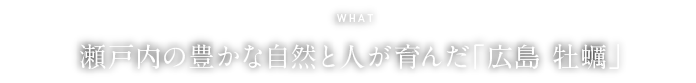 WHAT 瀬戸内の豊かな自然と人が育んだ「広島 牡蠣」