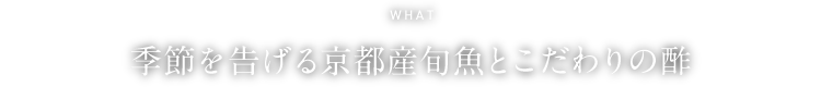 WHAT 季節を告げる京都産旬魚とこだわりの酢