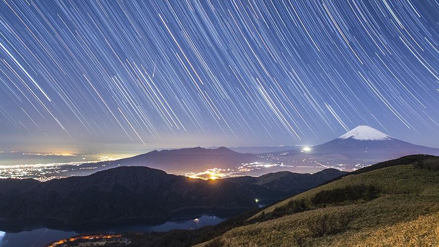 駒ヶ岳山頂, 富士山, 芦ノ湖, 夜景, 星空
