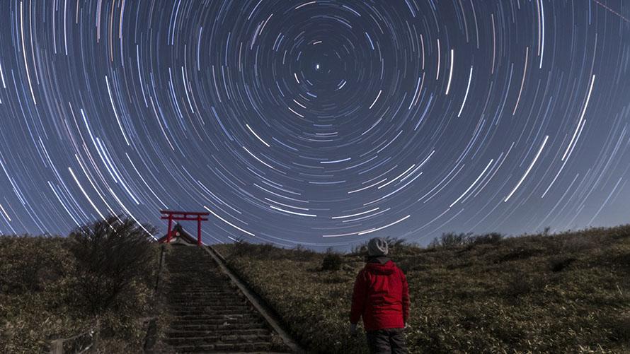 駒ヶ岳山頂, 鳥居, 星空