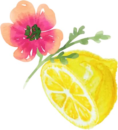 花とレモンのイラスト