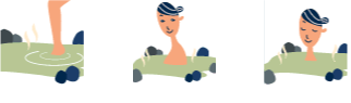 足元から静かに→下半身入浴→肩まで浸かる