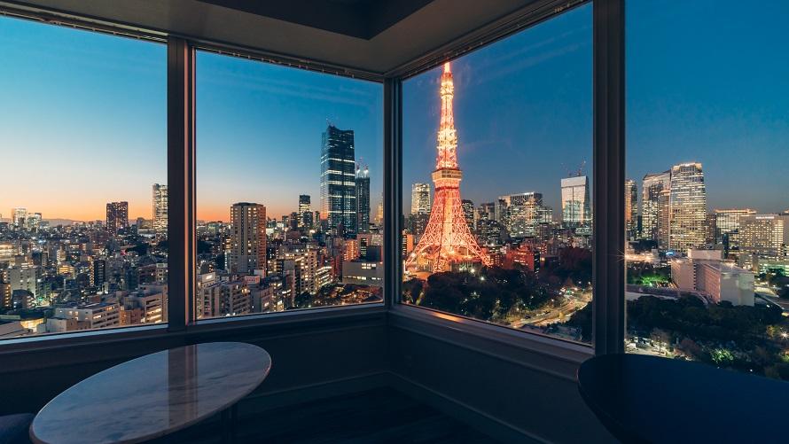 東京タワーを眺めるRoom No.17のビューバスルーム