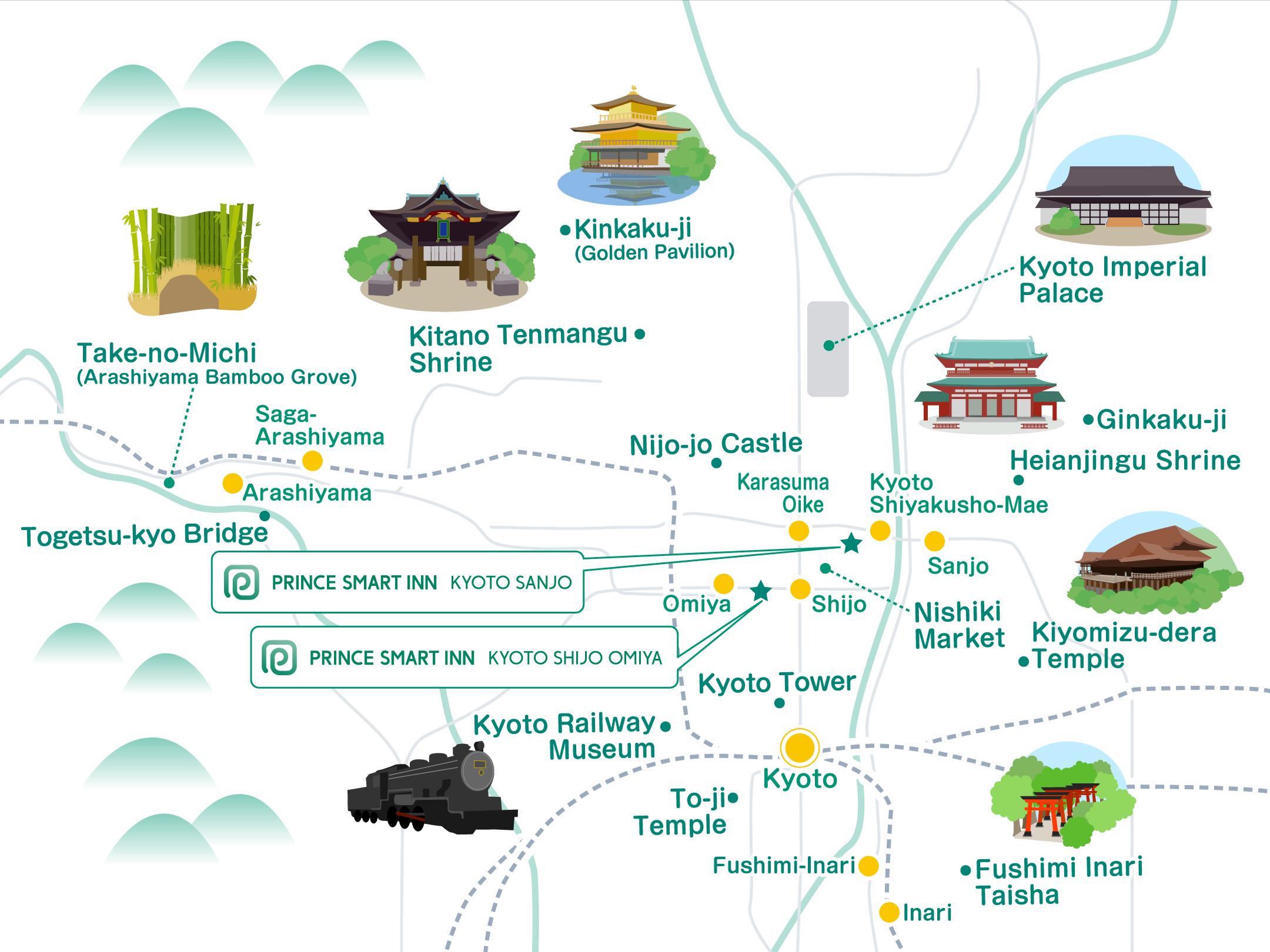 Prince Smart Inn Kyoto Sanjo AREA MAP