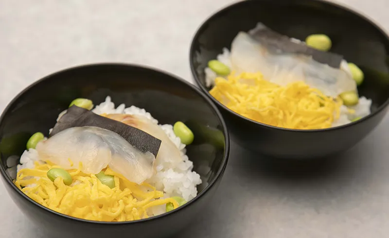 道産枝豆ご飯とシマゾイのこどんぶり